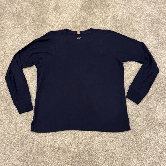 Lunya Restore Long Sleeve Crew Neck Tee Shirt Navy Blue Size Small EUC - Picture 9 of 9